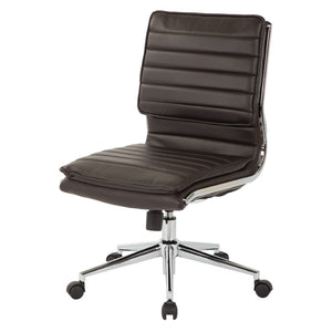 OSP Home Furnishings Armless Mid-back Faux Leather Office Chair with Lumbar Support and Chrome Base Espresso SPX23592C-U1