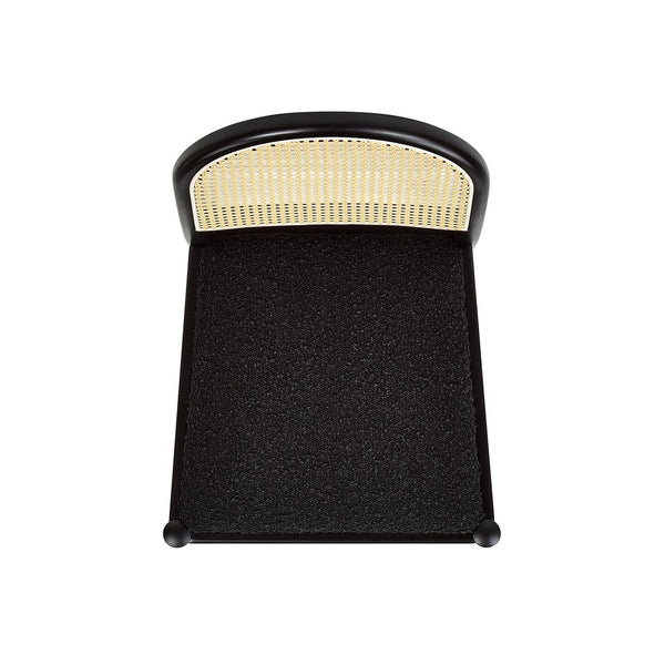 English Elm Jennifer Taylor Home - Panama Curved Resin Cane Rattan Side Dining Chair Set of 2 with Oak Frame & Charcoal Boucle Upholstery Black B2719P238358