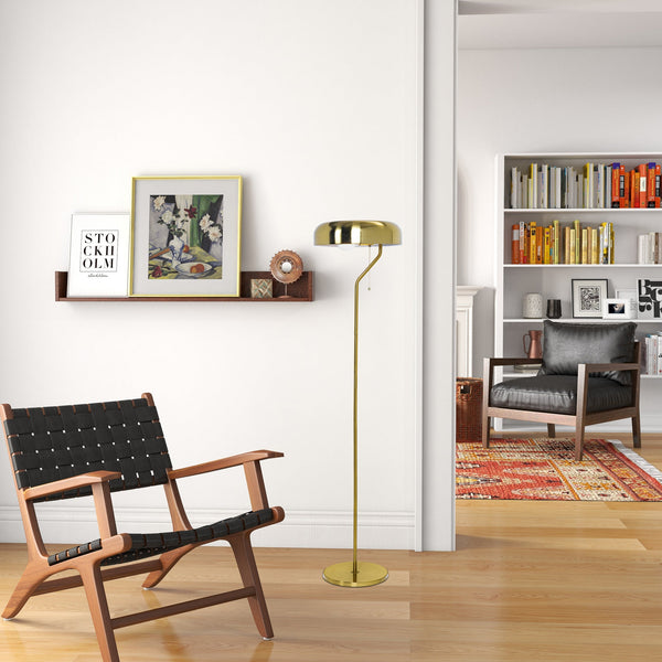 English Elm Ashcroft Furniture - Tall Corner Floor Lamp - Elegant Gold & White Design For Living Room, Bedroom & Office Spaces B183P315132