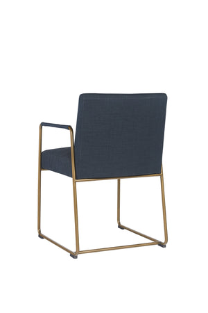 Sunpan Balford Dining Armchair - Elegant Mid-Century Design with Comfortable Seat and Antique Brass Frame Arena Navy