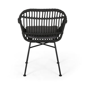 English Elm Rodney Polyethylene Rattan Accent Chair Set Woven Over Steel Frame for Modern Living 65036.00GRY