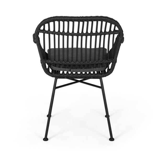 English Elm Rodney Polyethylene Rattan Accent Chair Set Woven Over Steel Frame for Modern Living 65036.00GRY
