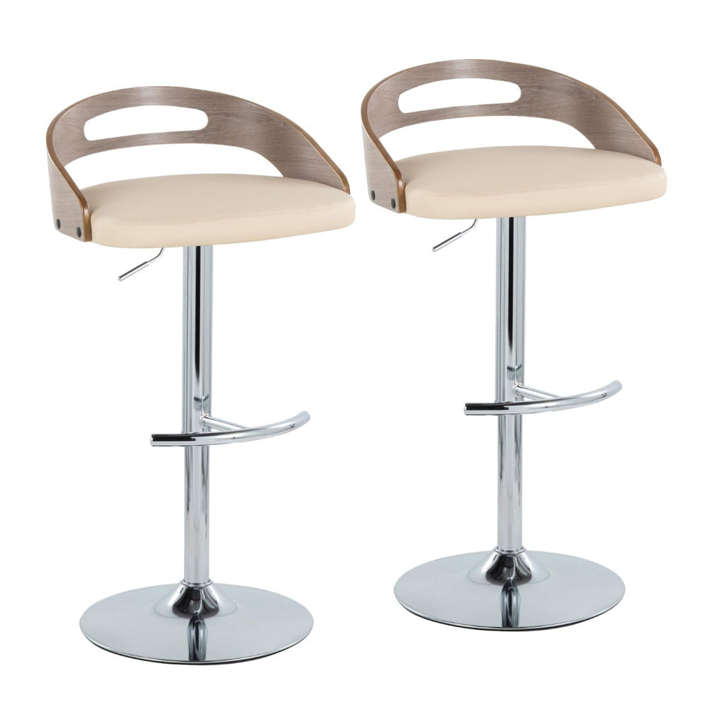 English Elm Adjustable Swivel Barstools Set of 2 Faux Leather Cream Padded Counter Seating B202S02166