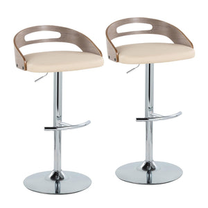 English Elm Adjustable Swivel Barstools Set of 2 Faux Leather Cream Padded Counter Seating B202S02166