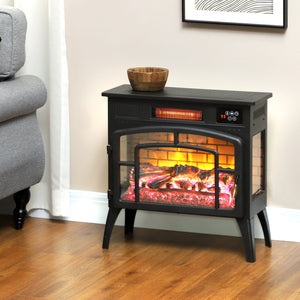 English Elm Homcom 22" Electric Fireplace Stove - Portable Infrared Heater With Realistic Flames & Safety Features W2225P249857