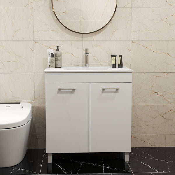 English Elm 32-Inch Floor-Mounted Bathroom Vanity With Sink Combo - Elegant Design, Soft-Close Doors, Adjustable Feet W3151S00031