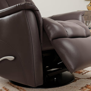 English Elm Global Swivel Glider Recliner In Bentley Dark Brown Faux Leather - Adjustable Headrest & Footrest Comfort B339P323104