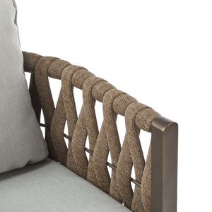 English Elm Christopher Knight Home® - 2-Pieces Outdoor Metal Patio Club Chair with Teslin Rope, Thick Cushions, Rust-Resistant Frame, Brown N780P254451B