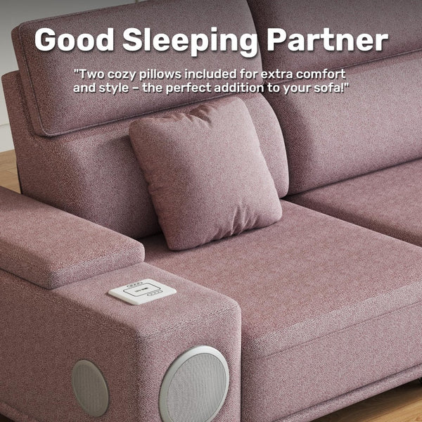 English Elm 3-seater Power Reclining Sofa with Bluetooth Speakers Wireless Charging Usb Living Room W3795S00014