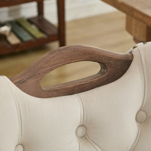 English Elm Velvet Upholstered Dining Chair with Handmade Tufting, Solid Wood Handles, Copper Nail Trim, Set of 2 Beige W1143P338140