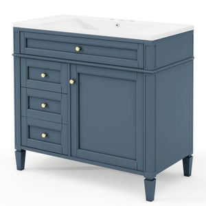 English Elm 36'' Modern Bathroom Vanity With Ceramic Sink, 2 Drawers & Tip-Out Drawer For Stylish Storage Solutions SW000119AAM-2