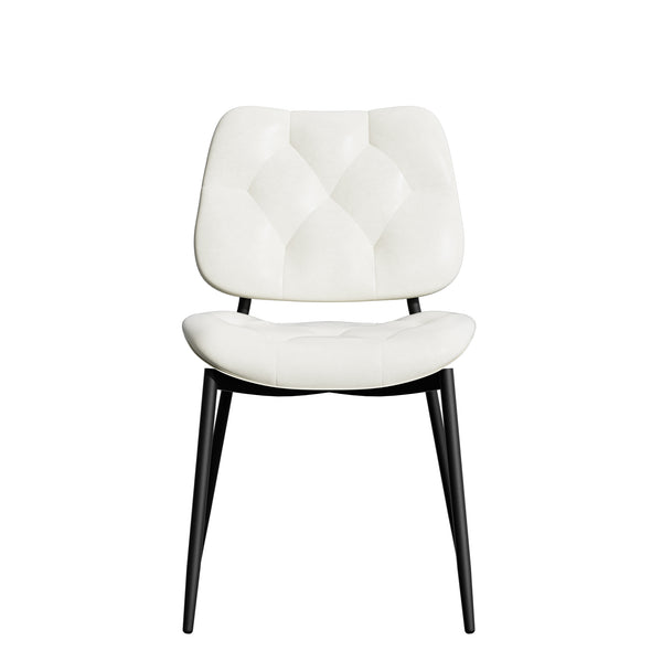 English Elm Dining Chairs Set Of 2 - Modern Pu Leather Upholstered Side Chairs For Comfort & Style In White T3950P394503