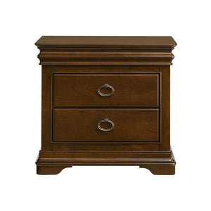 English Elm 3-drawer Nightstand Rubberwood Cherry Veneer with Crown Molding and Usb Charging B016P453488