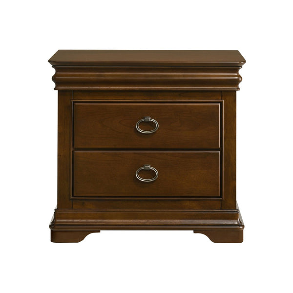 English Elm 3-drawer Nightstand Rubberwood Cherry Veneer with Crown Molding and Usb Charging B016P453488