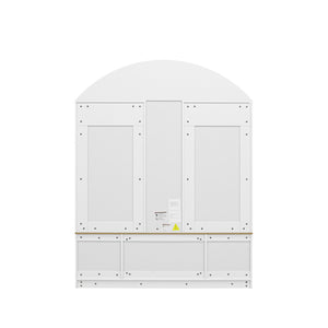 English Elm Multi-functional Hall Tree with Mdf Body Open Shelves Hooks and Scandinavian Two-tone Style White+Walnut SJ000158AAK