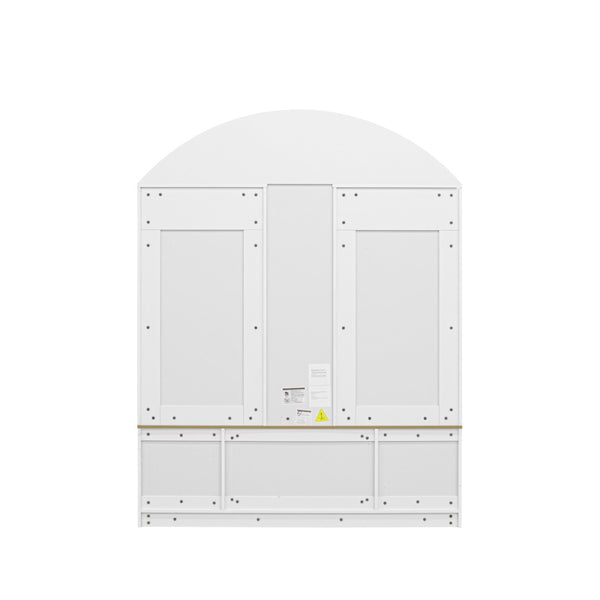 English Elm Multi-functional Hall Tree with Mdf Body Open Shelves Hooks and Scandinavian Two-tone Style White+Walnut SJ000158AAK
