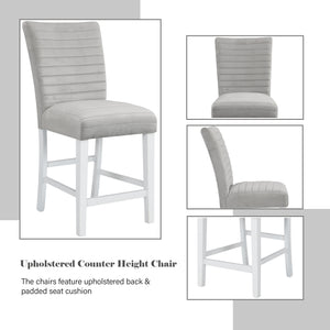 English Elm Elizaveta Gray Velvet Counter Height Chair Set of 2 - High Gloss White Trim, 60mm Cushion, 220lb Capacity B2726P345237