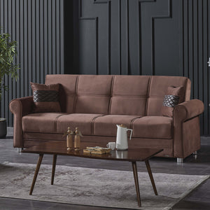 English Elm PrimeNest Liora Collection Upholstered Convertible Sofabed with Storage — Microfiber, Space-Saving Comfort Dark Orange B030P286491