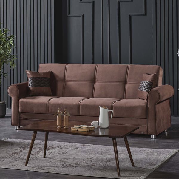 English Elm PrimeNest Liora Collection Upholstered Convertible Sofabed with Storage — Microfiber, Space-Saving Comfort Dark Orange B030P286491