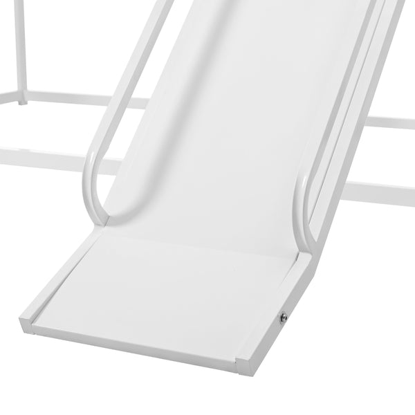 English Elm Twin Metal Tube Bunk Bed Frame for Kids Durable Sturdy Construction Safe Space-Saving Design White W420P256562