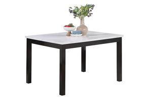 English Elm 5 5-Piece Dining Set with Faux Marble Top, White Two-Tone Finish, Upholstered Chairs & Bench — Elegant Comfort for Small Spaces B089P390144