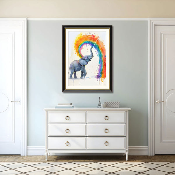 English Elm Set Of 2 Colorful Elephant Prints – Modern Framed Wall Art With Replaceable Canvas For Kids & Living Rooms T3976P383241-GIGA