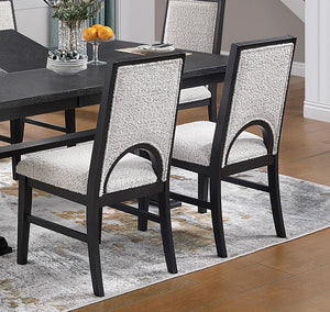 English Elm Traditional 7-Piece Dining Set: Trestle Table With Butterfly Leaf & 6 Upholstered Chairs In White Finish B011S01802-GIGA