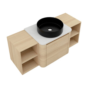 English Elm 48'' Wall-Mounted Bathroom Vanity With Elegant Ceramic Sink, Soft-Close Door & Ample Storage Shelves W999S00470