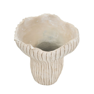 English Elm 9.3x9x8.7" Sand and Cement Coral Planter — Textured Weathered Beige Finish, Wavy Organic Silhouette, Ideal for Succulents and Herbs W2078P334663