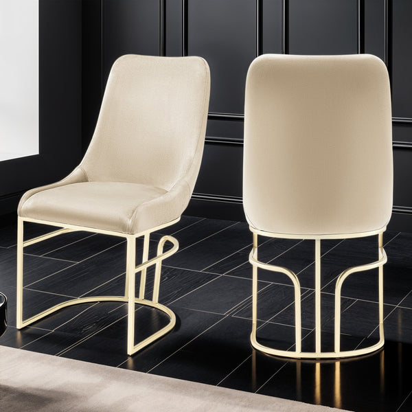 English Elm Emrald Modern 2Pc Dining Chairs Set - Plush Velvet Upholstery & Elegant Gold Legs For Chic Spaces B009P298421