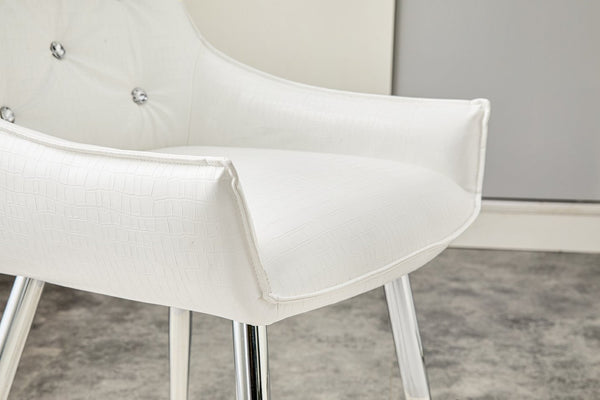 English Elm Crocodile Textured Pu Leather Accent Chair Diamond Tufted with Chrome Metal Legs W3493P456345