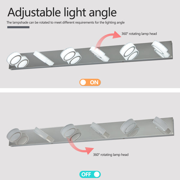 English Elm 45" Modern 6-Light Led Vanity Light – Sleek Chrome Fixture For Bright, Elegant Bathroom Illumination W2312P374892