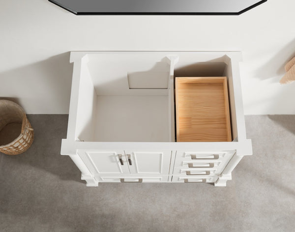 English Elm Fully Assembled 36 Inch Bathroom Vanity Carrara Marble Top Dual Basin Rubberwood W1826P308992