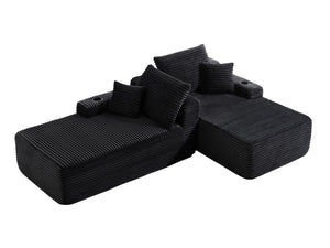 English Elm New Cloud Sectional Sofa Deep Plush Seat Double Chaise Low Profile Modern Lounge W3975P475548