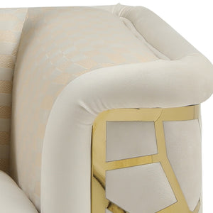 English Elm Talia Art Deco Accent Chair Hardwood Frame Structured Back Geometric Living Room Ivory B078P301558