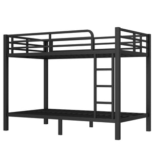 English Elm Metal Twin Over Twin Bunk Bed – Heavy-Duty Steel, Space-Saving Design, No Box Spring Needed, Black Finish W1580P372862