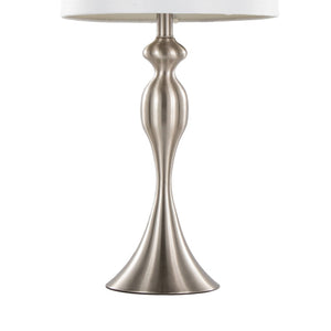 English Elm 27" Brushed Nickel Hourglass Table Lamps with Linen Shades for Bedroom or Living Room B202P224091