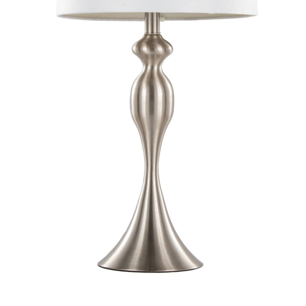 English Elm 27" Brushed Nickel Hourglass Table Lamps with Linen Shades for Bedroom or Living Room B202P224091