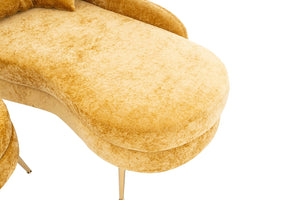English Elm 58'' Chenille Chaise Lounge with Footstool Pocket Spring Comfort for Bedroom Living Room Yellow W2363S00091