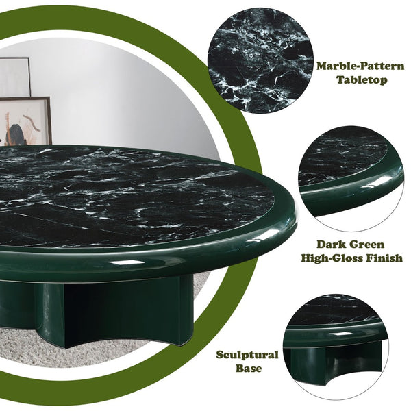 English Elm Ronald Square Low Profile Coffee Table with Bold Marble Print Top for Modern Living Rooms B2726S00581