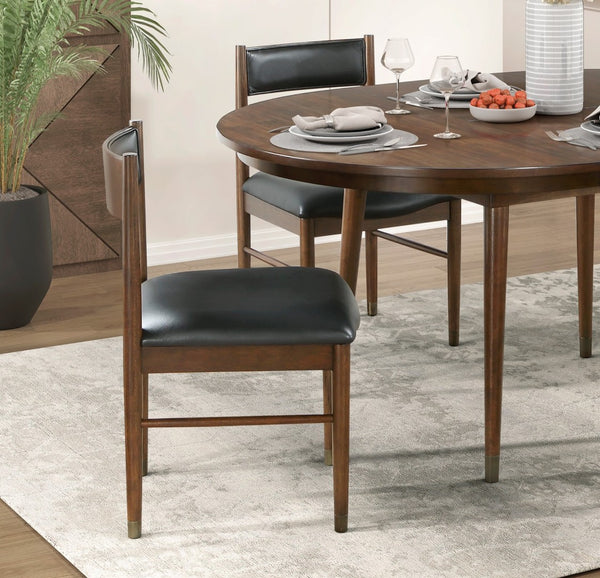 English Elm 5pc Cherry Maple Veneer Dining Set Butterfly Leaf Table Four Leather Side Chairs B011S01194