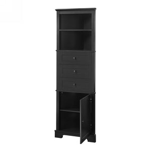 English Elm Black Triangle Tall Cabinet with 3 Drawers, Adjustable Shelf, Painted MDF, Anti-Tip, Stylish Storage N725P247409B