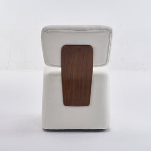 English Elm Linen Upholstered Armless Dining Chair with Smooth Casters for Easy Mobility, Versatile & Sleek Ivory W2069P324092