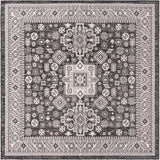 Unique Loom Outdoor Aztec Chalca Machine Made Border Rug Charcoal Gray, Ivory 7' 10" x 7' 10"