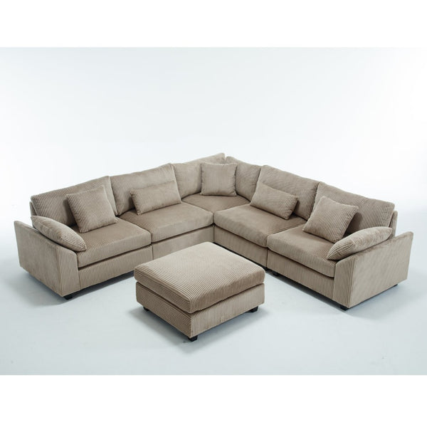 English Elm {New Arrival} Oversized Modular Sectional Sofa - Cozy Corduroy 6-Seater For Ultimate Comfort & Style! W2325S00019-GIGA