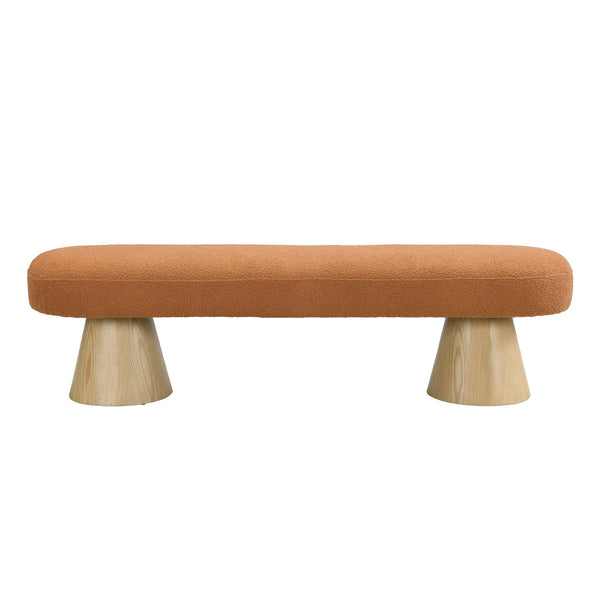 English Elm Christopher Knight Home® - Dining 64" Modern Farmhouse Storage Bench with Bouclé Upholstery and Solid Wood Legs, Durable and Stylish Orange N779P271401O