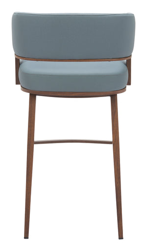 Poise Barstool - Set of 2 Azure Gray & Walnut 110329 Zuo Modern
