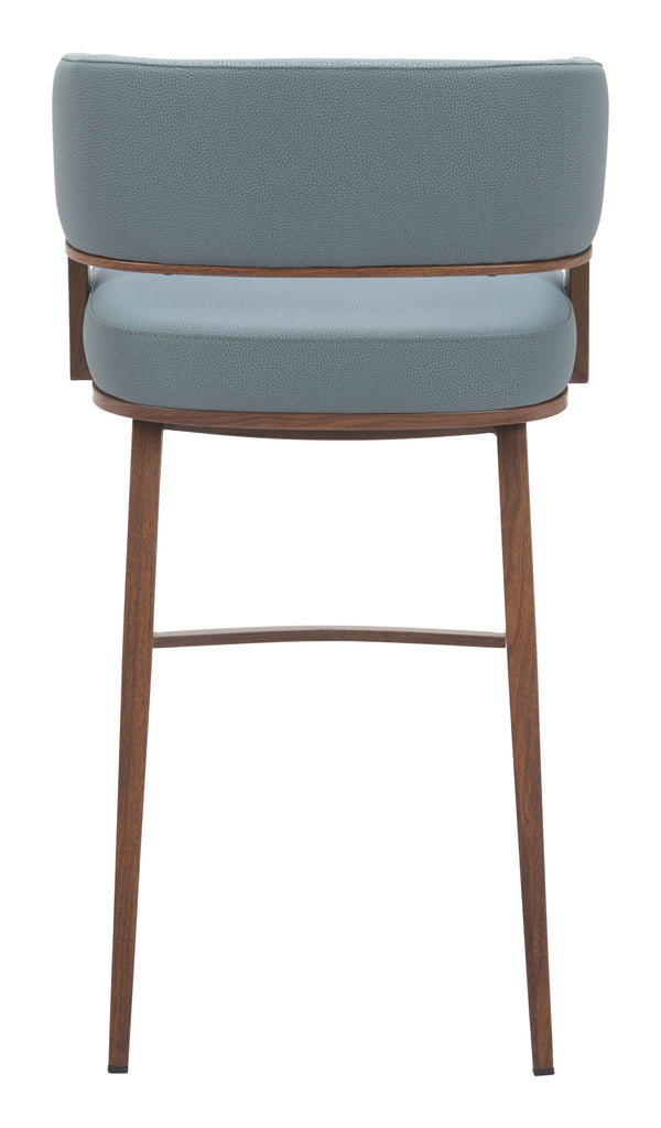 Poise Barstool - Set of 2 Azure Gray & Walnut 110329 Zuo Modern