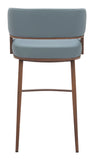 Poise Barstool - Set of 2 Azure Gray & Walnut 110329 Zuo Modern