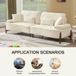 English Elm 103 Luxurious Cloud Velvet Sofa with High-Elastic Sponge Cushion, Deep-Seated Comfort for Living Spaces Beige W2290S00008